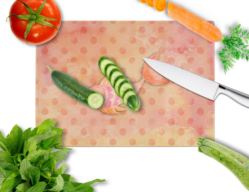 Orange Fish Watercolor Cutting Board Tempered Glass Kitchen Cutting Surface, Heat Resistant Chopping, Non-Slip Feet, Food Prep & Serving