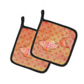 Orange Fish Watercolor Pot Holder Set of 2 Heat Resistant Quilted Hot Pads 7.5 x 7.5 Inch, Insulated Kitchen Trivets for Cooking & Baking