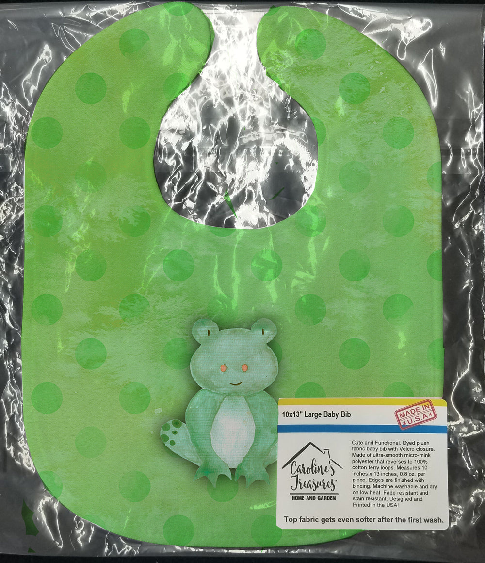 Polkadot Frog Watercolor Baby Bib Easy-Clean Baby Bib Baby Feeding Accessory Baby Mealtime Essential, 10 x 13, Multicolor