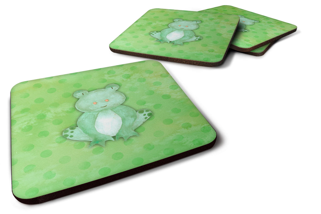 Polkadot Frog Watercolor Foam Coasters Set of 4 Cup Coasters for Indoor Outdoor, Tabletop Protection, Anti Slip, Mouse pad Material