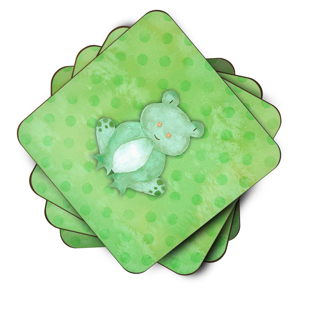 Polkadot Frog Watercolor Foam Coasters Set of 4 Cup Coasters for Indoor Outdoor, Tabletop Protection, Anti Slip, Mouse pad Material