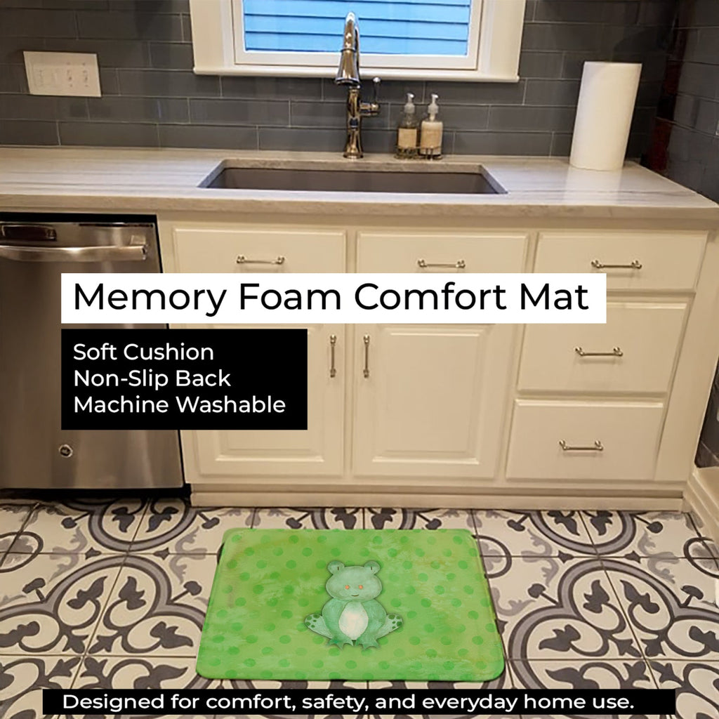 Polkadot Frog Watercolor Memory Foam Kitchen Mat Machine Washable Anti-Fatigue Cushion Comfort Bath or Kitchen Rug