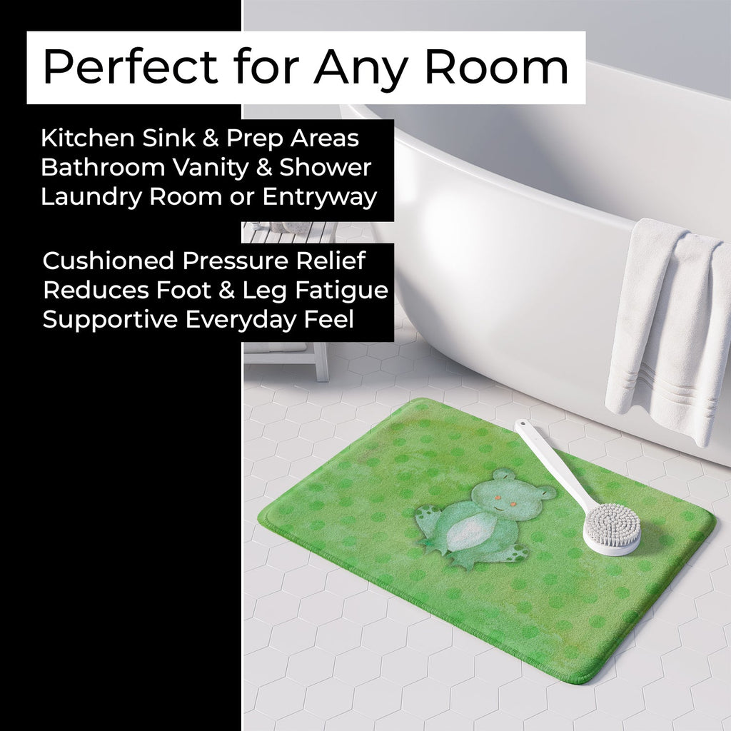Polkadot Frog Watercolor Memory Foam Kitchen Mat Machine Washable Anti-Fatigue Cushion Comfort Bath or Kitchen Rug