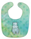 Polkadot Hippopotamus Watercolor Baby Bib Easy-Clean Baby Bib Baby Feeding Accessory Baby Mealtime Essential, 10 x 13, Multicolor