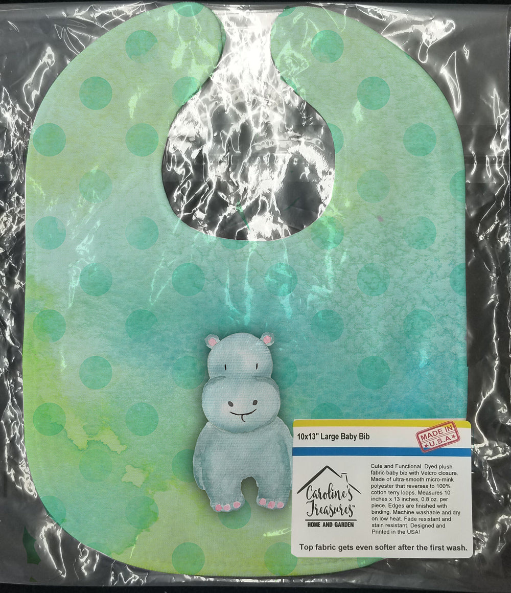 Polkadot Hippopotamus Watercolor Baby Bib Easy-Clean Baby Bib Baby Feeding Accessory Baby Mealtime Essential, 10 x 13, Multicolor