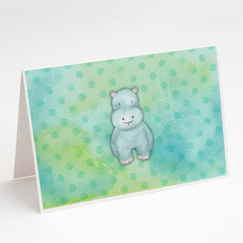 Polkadot Hippopotamus Watercolor Greeting Cards Pack of 8 Blank Cards with Envelopes Whimsical A7 Size 5x7