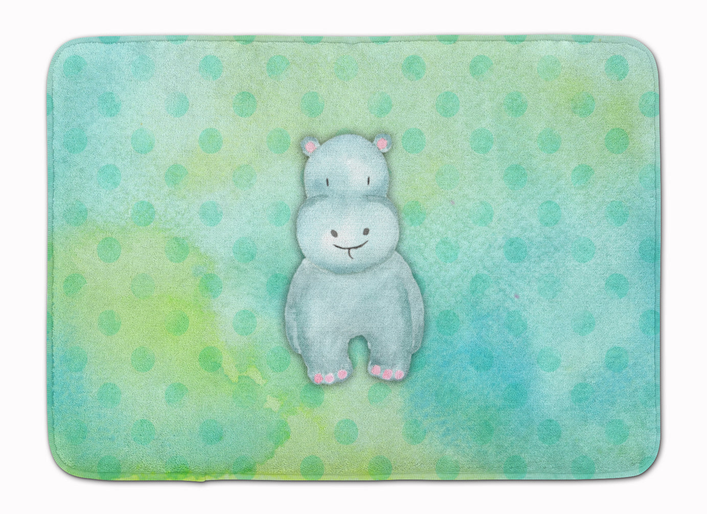 Polkadot Hippopotamus Watercolor Memory Foam Kitchen Mat Machine Washable Anti-Fatigue Cushion Comfort Bath or Kitchen Rug