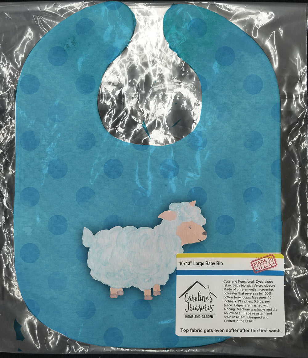 Polkadot Sheep Lamb Watercolor Baby Bib Easy-Clean Baby Bib Baby Feeding Accessory Baby Mealtime Essential, 10 x 13, Multicolor