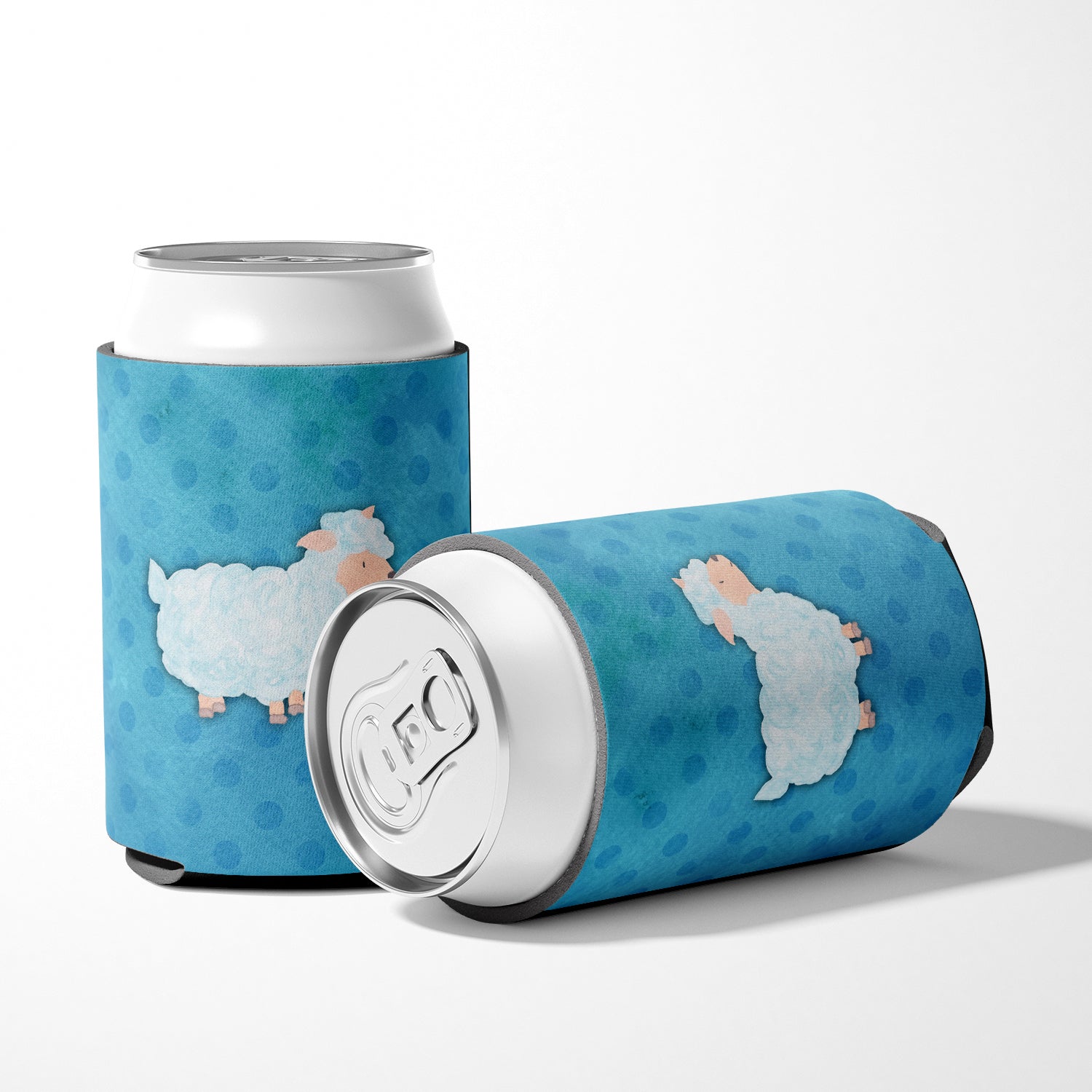 Polkadot Sheep Lamb Watercolor Can or Bottle Hugger Cooler Sleeve for Standard 12 oz Cans, Insulated Foam Beer & Soda Can Hugger Reusable