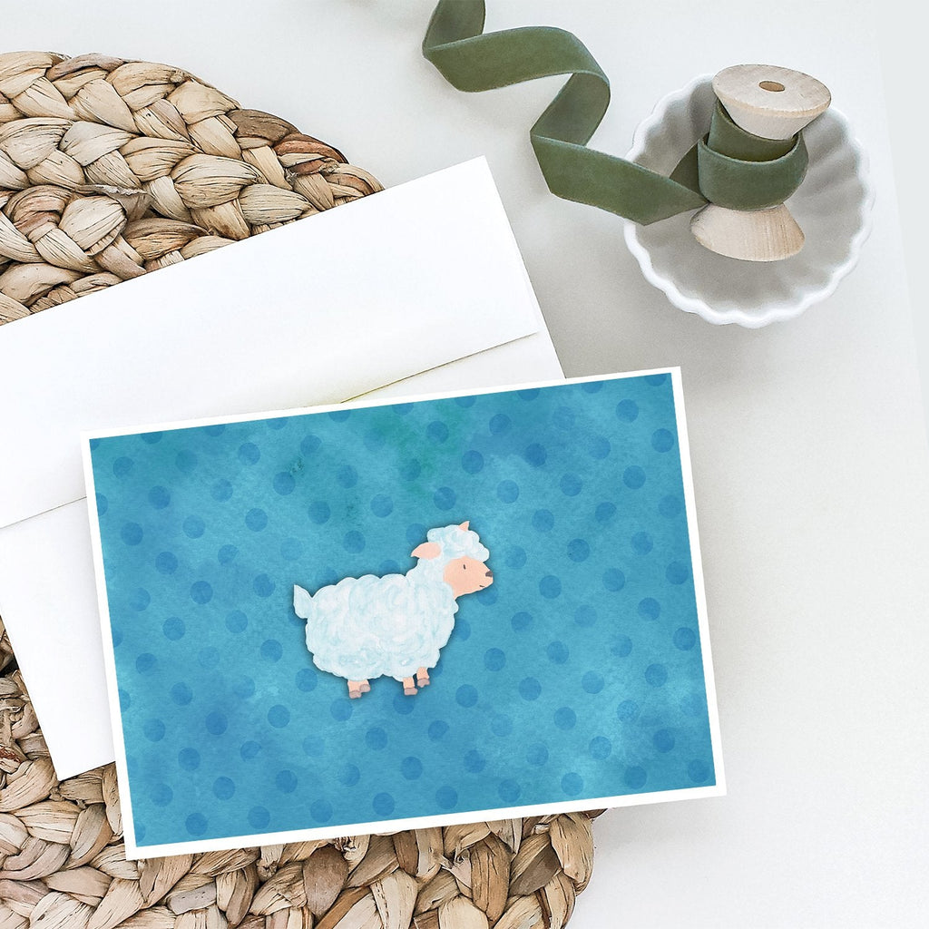 Polkadot Sheep Lamb Watercolor Greeting Cards Pack of 8 Blank Cards with Envelopes Whimsical A7 Size 5x7