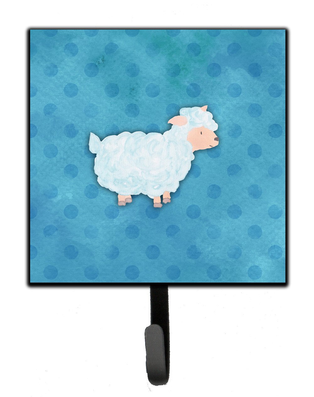Polkadot Sheep Lamb Watercolor Leash or Key Holder Wall Hooks, Key Hooks Holder, Coat Rack Wall Mount, Coat Hooks, Hooks for Hanging Keys, Towels, Aprons, Leashes