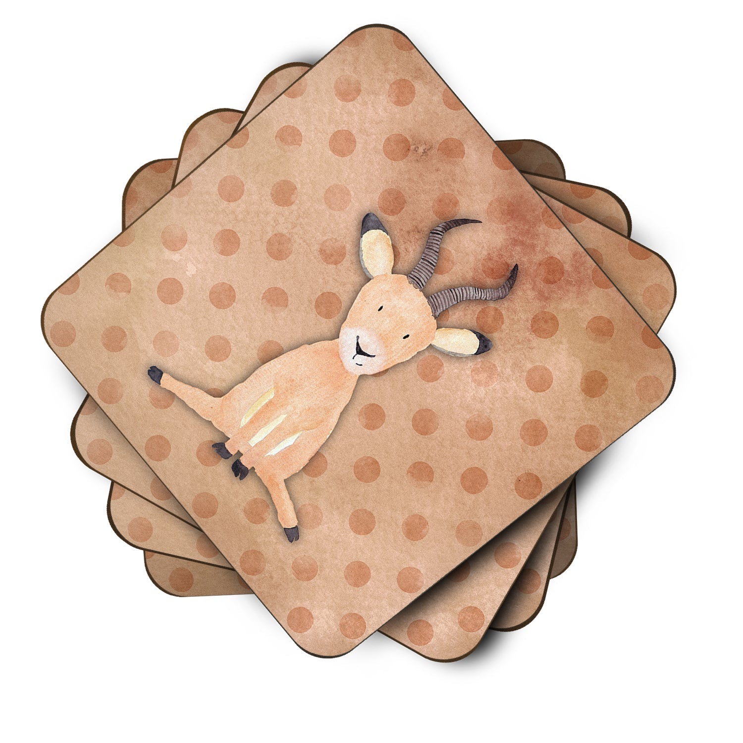 Polkadot Antelope Watercolor Foam Coasters Set of 4 Cup Coasters for Indoor Outdoor, Tabletop Protection, Anti Slip, Mouse pad Material
