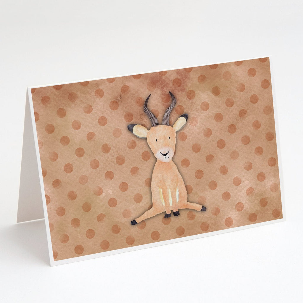 Polkadot Antelope Watercolor Greeting Cards Pack of 8 Blank Cards with Envelopes Whimsical A7 Size 5x7