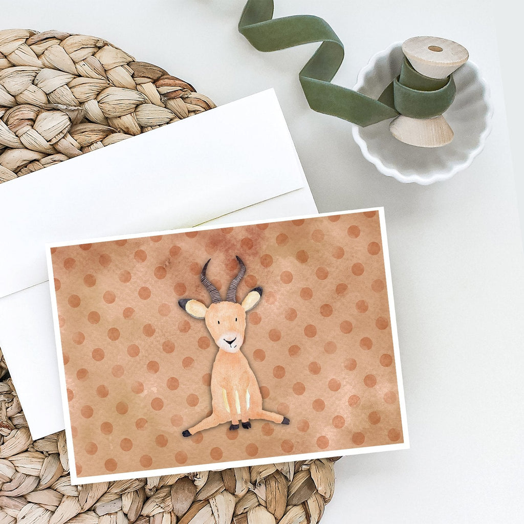 Polkadot Antelope Watercolor Greeting Cards Pack of 8 Blank Cards with Envelopes Whimsical A7 Size 5x7