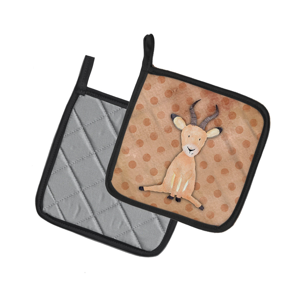 Polkadot Antelope Watercolor Pot Holder Set of 2 Heat Resistant Quilted Hot Pads 7.5 x 7.5 Inch, Insulated Kitchen Trivets for Cooking & Baking