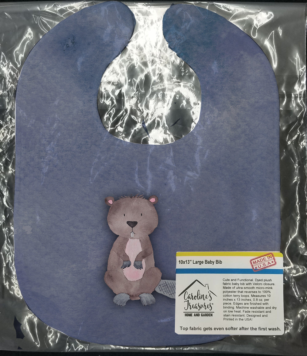 Beaver Watercolor Baby Bib Easy-Clean Baby Bib Baby Feeding Accessory Baby Mealtime Essential, 10 x 13, Multicolor