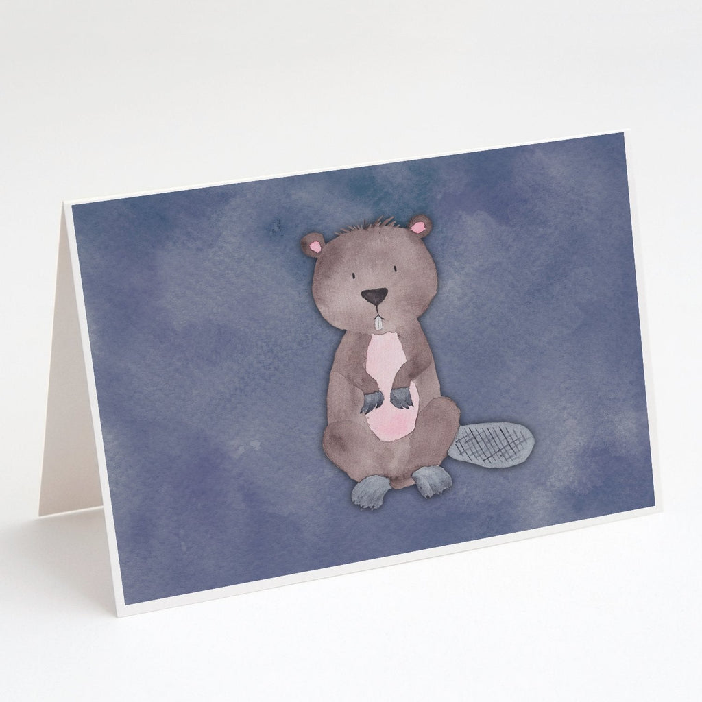 Beaver Watercolor Greeting Cards Pack of 8 Blank Cards with Envelopes Whimsical A7 Size 5x7