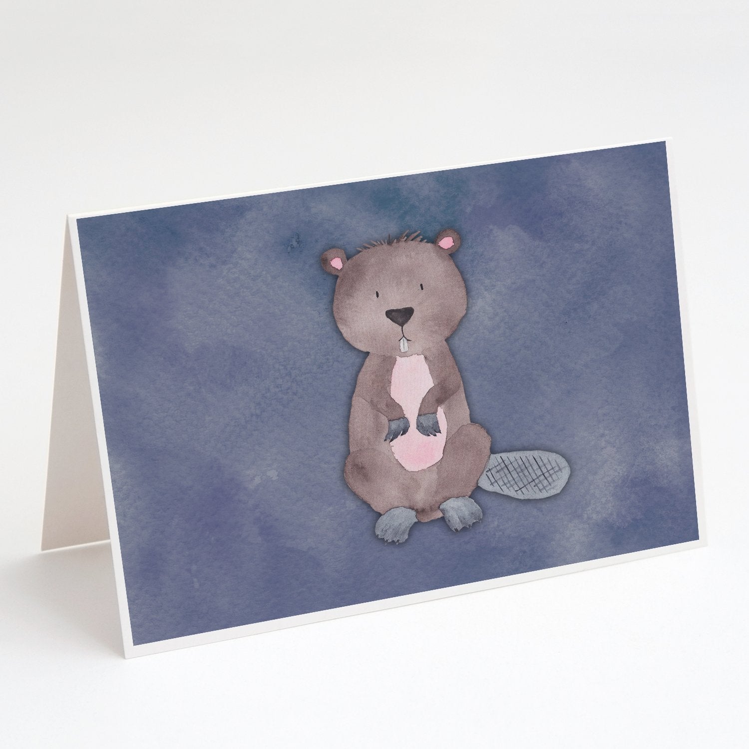 Beaver Watercolor Greeting Cards Pack of 8 Blank Cards with Envelopes Whimsical A7 Size 5x7