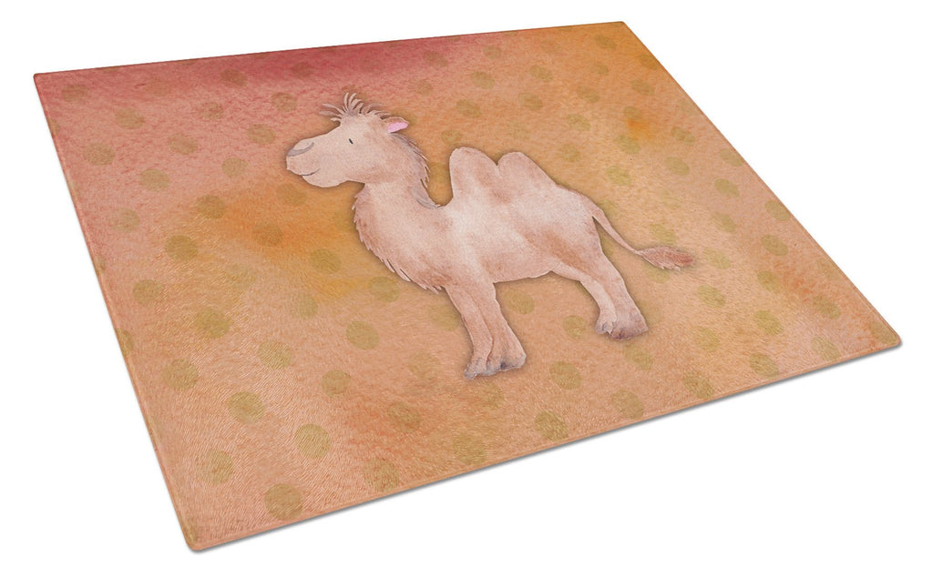 Polkadot Camel Watercolor Cutting Board Tempered Glass Kitchen Cutting Surface, Heat Resistant Chopping, Non-Slip Feet, Food Prep & Serving