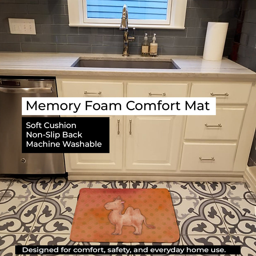 Polkadot Camel Watercolor Memory Foam Kitchen Mat Machine Washable Anti-Fatigue Cushion Comfort Bath or Kitchen Rug