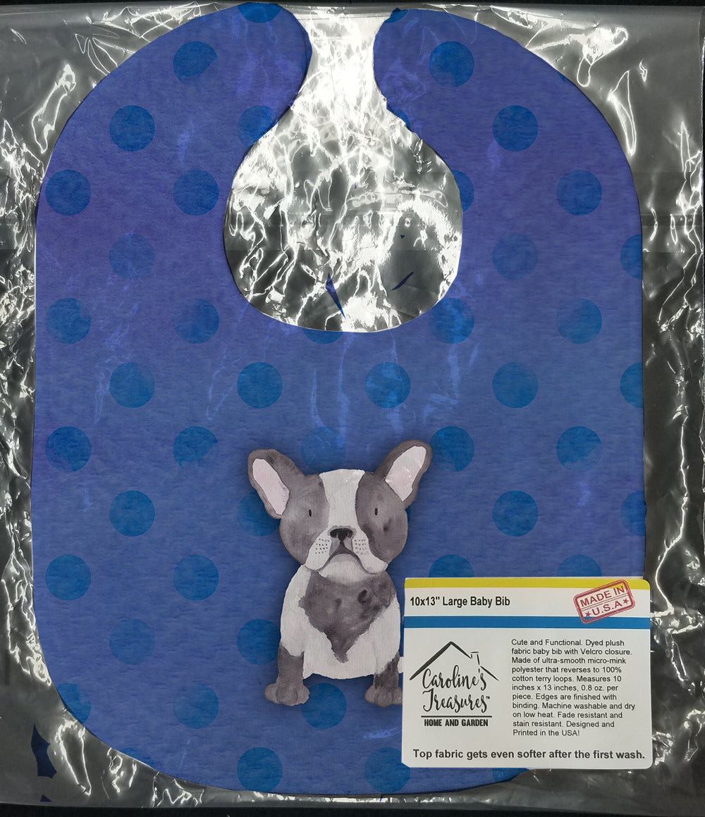 French Bulldog Polkadot Watercolor Baby Bib Easy-Clean Baby Bib Baby Feeding Accessory Baby Mealtime Essential, 10 x 13, Multicolor