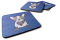 French Bulldog Polkadot Watercolor Foam Coasters Set of 4 Cup Coasters for Indoor Outdoor, Tabletop Protection, Anti Slip, Mouse pad Material