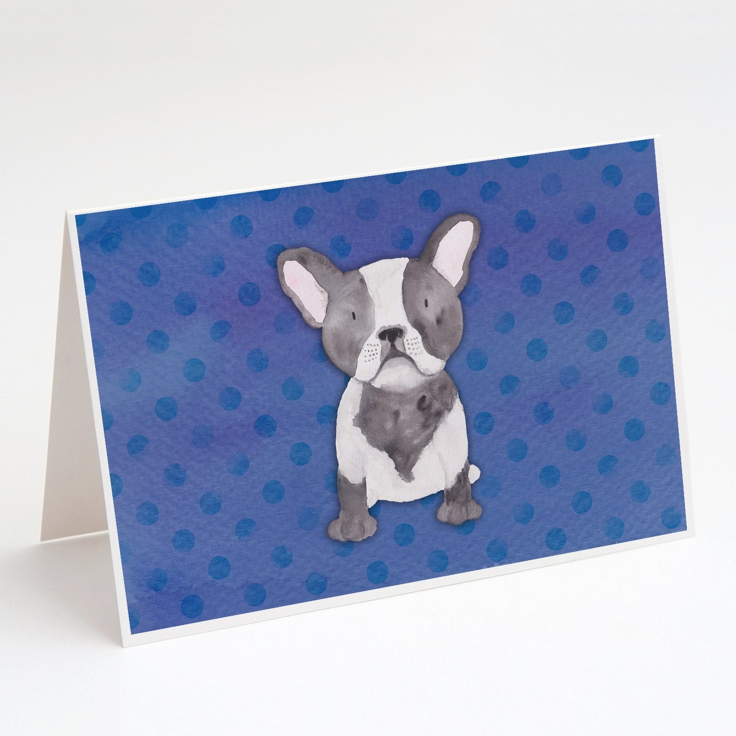 French Bulldog Polkadot Watercolor Greeting Cards Pack of 8 Blank Cards with Envelopes Whimsical A7 Size 5x7