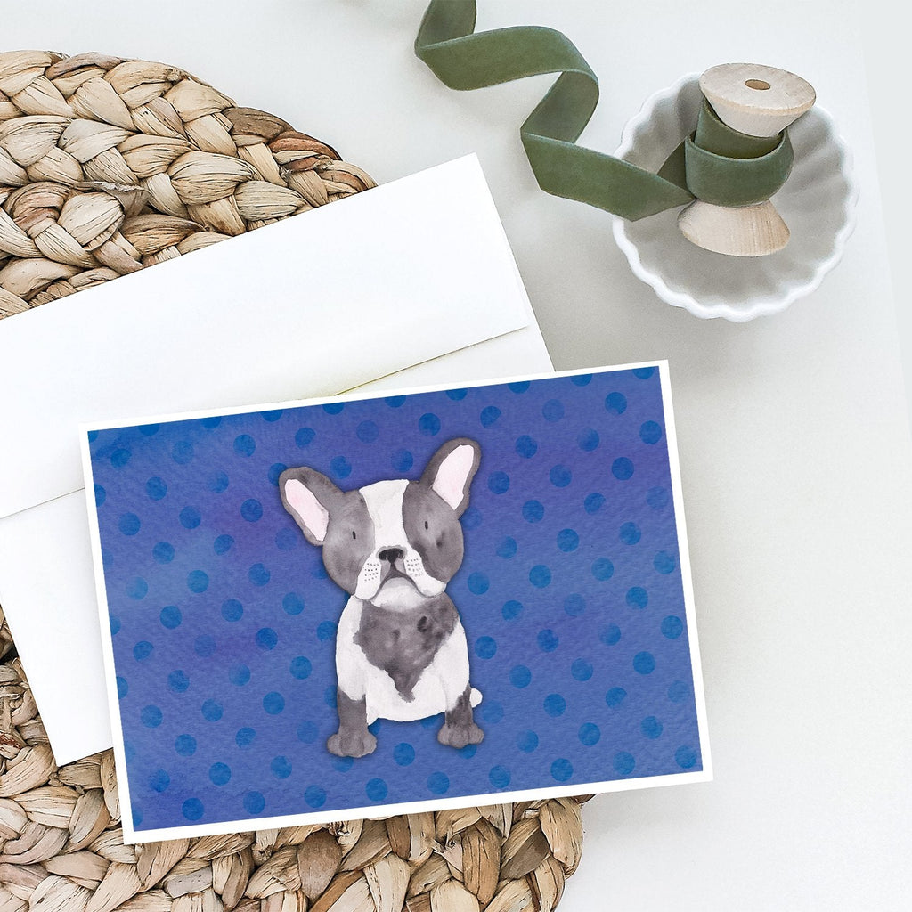 French Bulldog Polkadot Watercolor Greeting Cards Pack of 8 Blank Cards with Envelopes Whimsical A7 Size 5x7