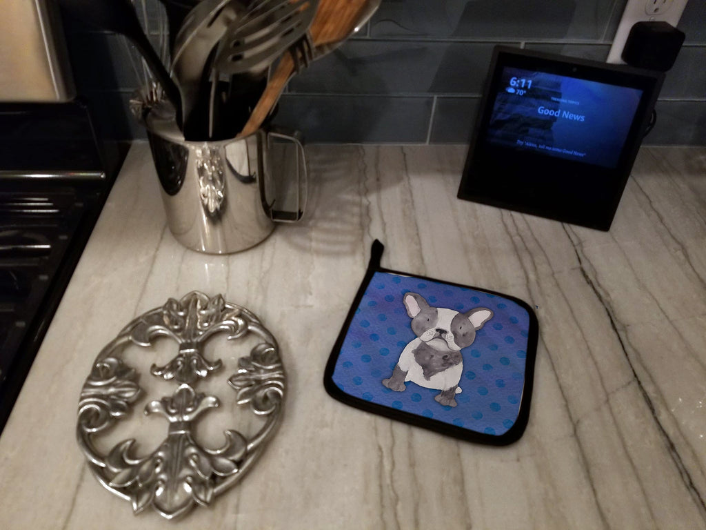 French Bulldog Polkadot Watercolor Pot Holder Set of 2 Heat Resistant Quilted Hot Pads 7.5 x 7.5 Inch, Insulated Kitchen Trivets for Cooking & Baking