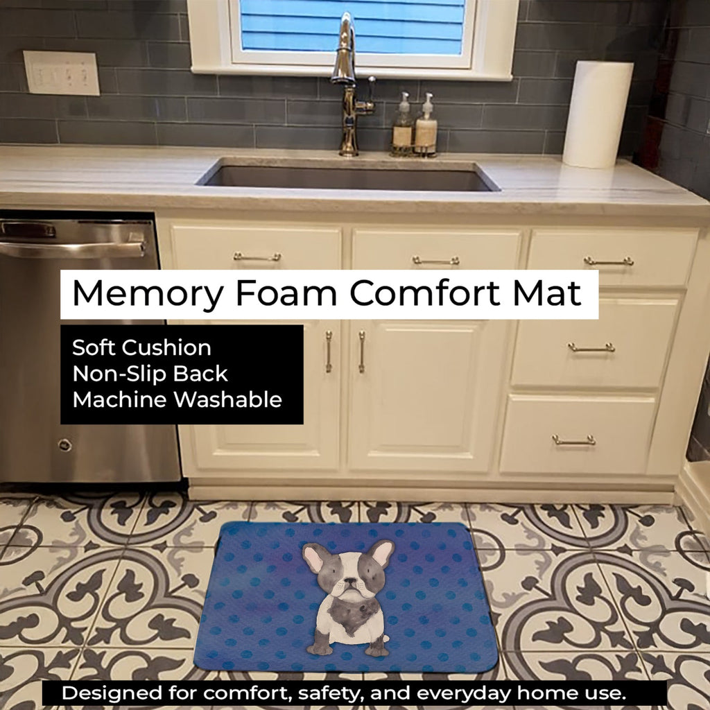 French Bulldog Polkadot Watercolor Memory Foam Kitchen Mat Machine Washable Anti-Fatigue Cushion Comfort Bath or Kitchen Rug