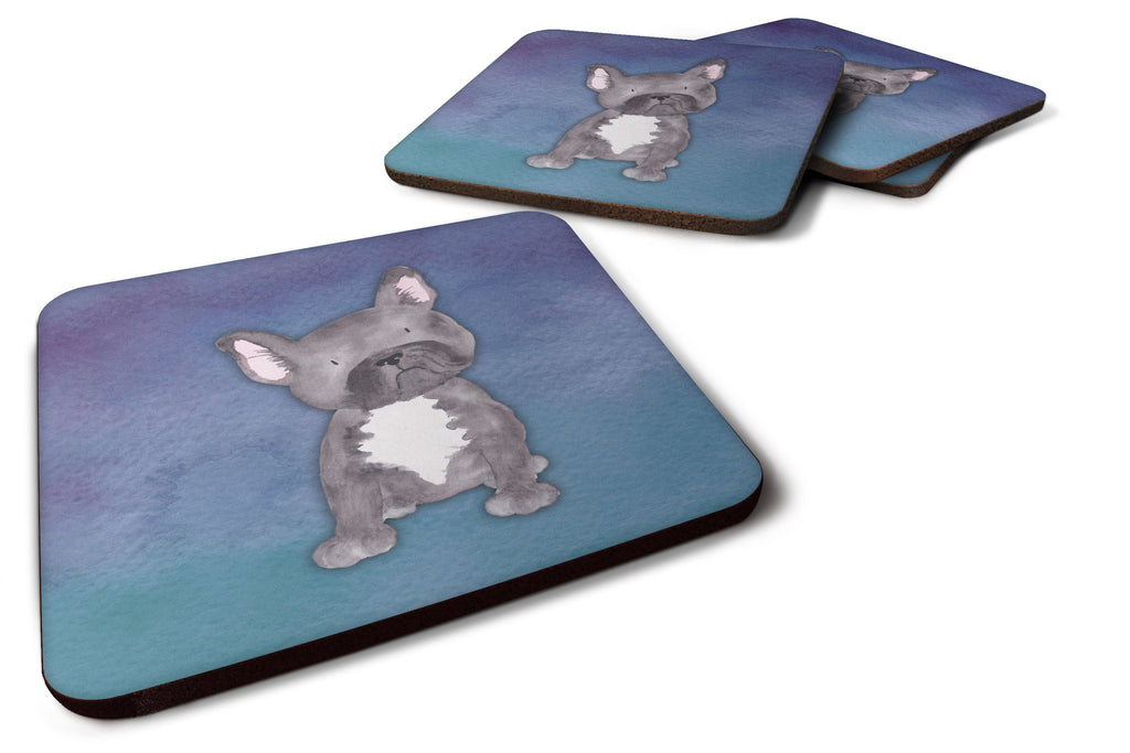 French Bulldog Watercolor Foam Coasters Set of 4 Cup Coasters for Indoor Outdoor, Tabletop Protection, Anti Slip, Mouse pad Material