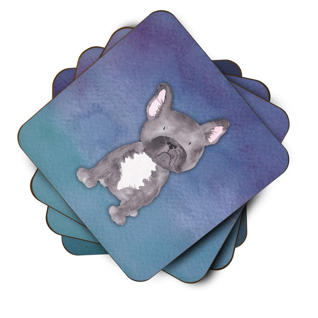French Bulldog Watercolor Foam Coasters Set of 4 Cup Coasters for Indoor Outdoor, Tabletop Protection, Anti Slip, Mouse pad Material