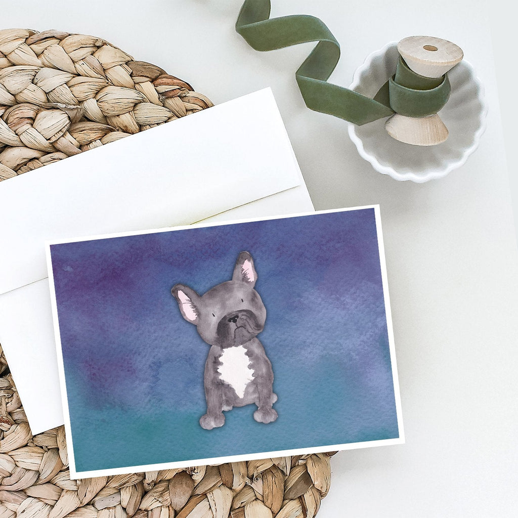French Bulldog Watercolor Greeting Cards Pack of 8 Blank Cards with Envelopes Whimsical A7 Size 5x7