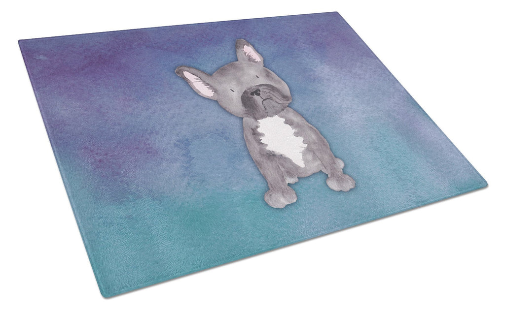 French Bulldog Watercolor Cutting Board Tempered Glass Kitchen Cutting Surface, Heat Resistant Chopping, Non-Slip Feet, Food Prep & Serving