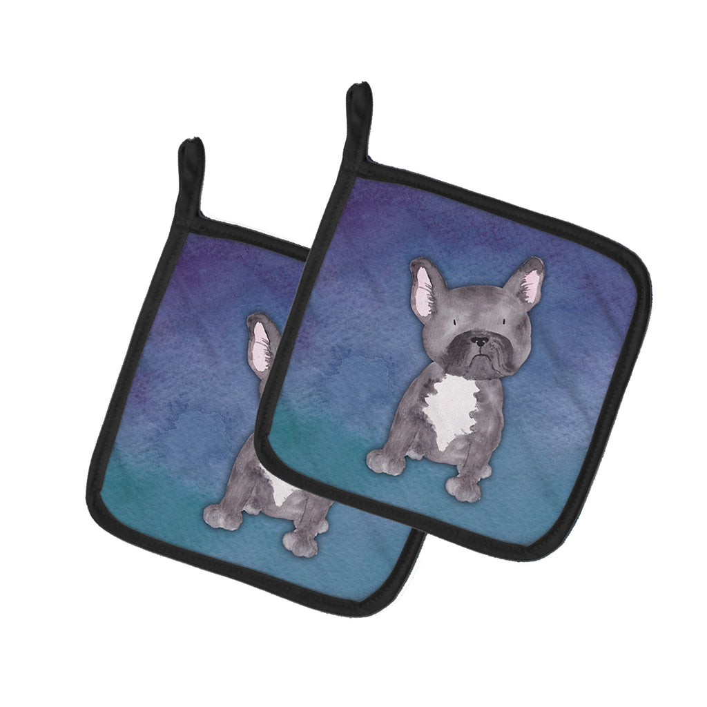 French Bulldog Watercolor Pot Holder Set of 2 Heat Resistant Quilted Hot Pads 7.5 x 7.5 Inch, Insulated Kitchen Trivets for Cooking & Baking