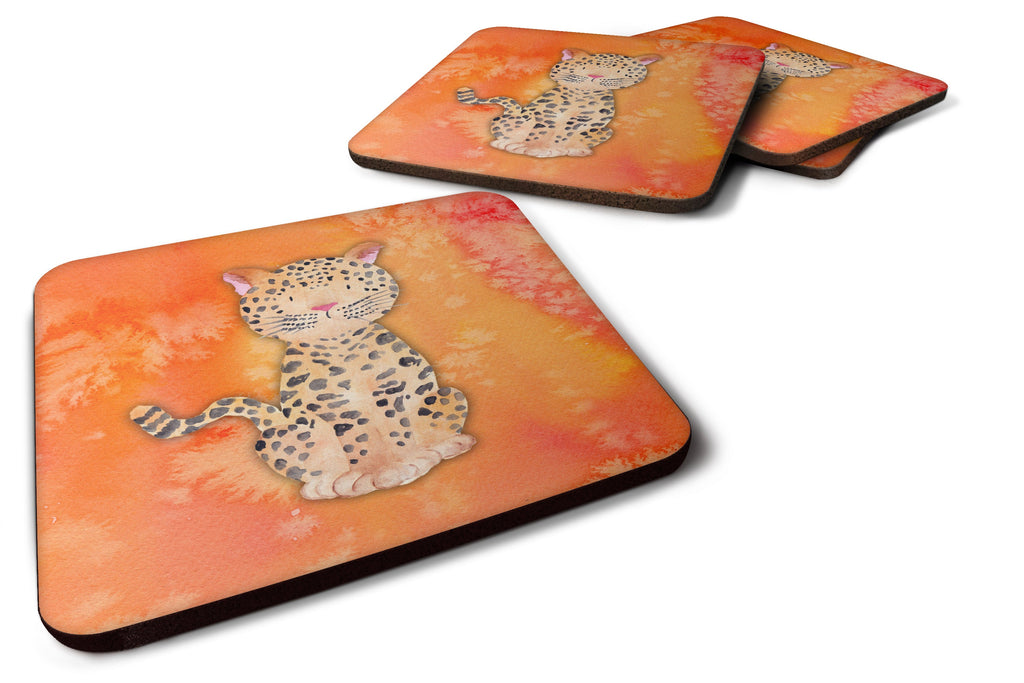 Leopard Watercolor Foam Coasters Set of 4 Cup Coasters for Indoor Outdoor, Tabletop Protection, Anti Slip, Mouse pad Material