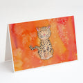 Leopard Watercolor Greeting Cards Pack of 8 Blank Cards with Envelopes Whimsical A7 Size 5x7