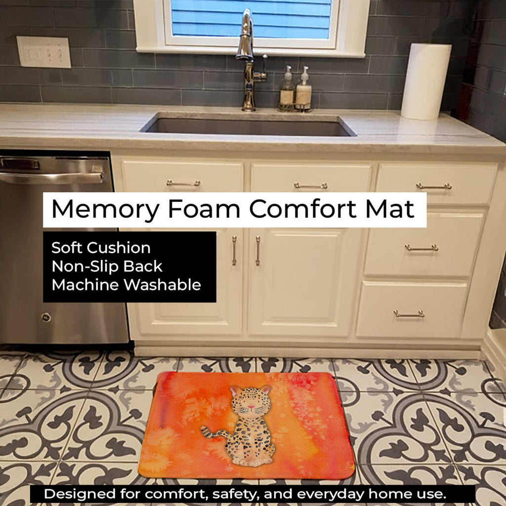 Leopard Watercolor Memory Foam Kitchen Mat Machine Washable Anti-Fatigue Cushion Comfort Bath or Kitchen Rug
