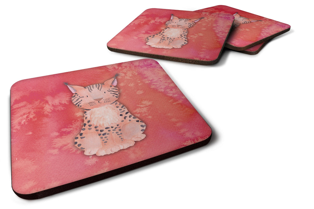 Lynx Watercolor Foam Coasters Set of 4 Cup Coasters for Indoor Outdoor, Tabletop Protection, Anti Slip, Mouse pad Material