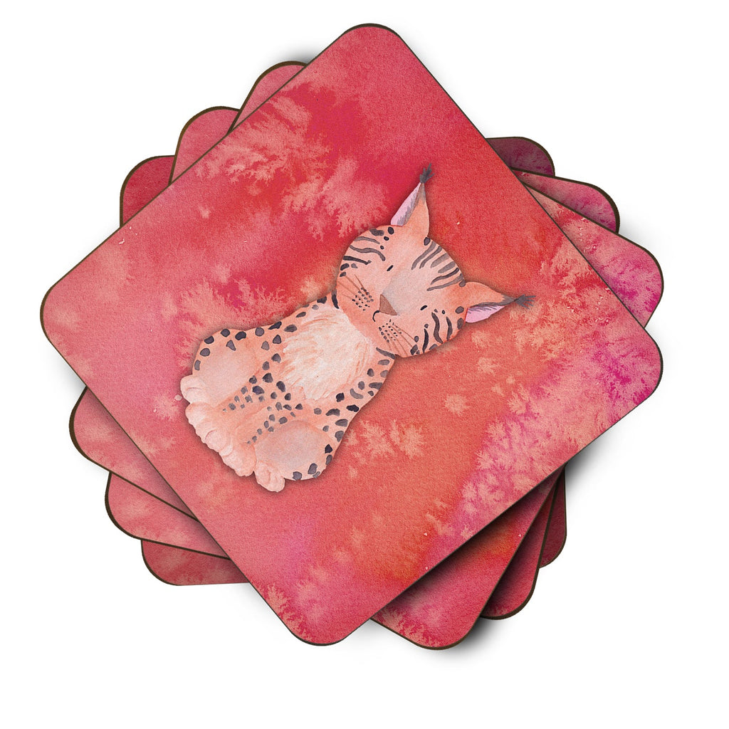 Lynx Watercolor Foam Coasters Set of 4 Cup Coasters for Indoor Outdoor, Tabletop Protection, Anti Slip, Mouse pad Material
