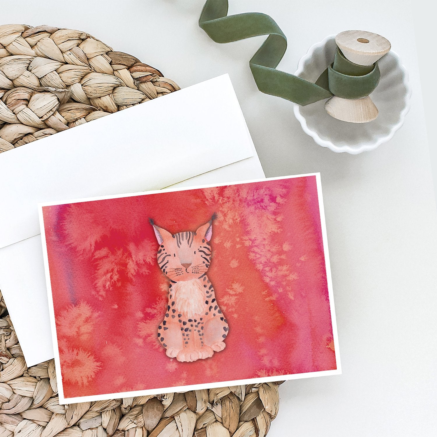 Lynx Watercolor Greeting Cards Pack of 8 Blank Cards with Envelopes Whimsical A7 Size 5x7