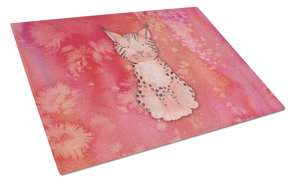 Lynx Watercolor Cutting Board Tempered Glass Kitchen Cutting Surface, Heat Resistant Chopping, Non-Slip Feet, Food Prep & Serving