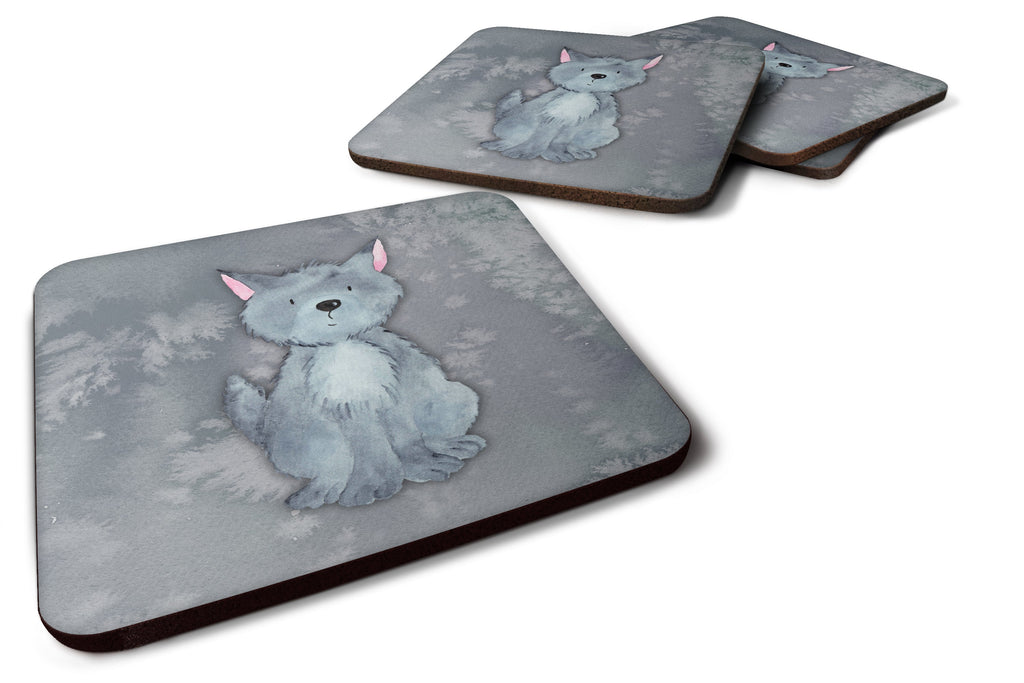 Wolf Watercolor Foam Coasters Set of 4 Cup Coasters for Indoor Outdoor, Tabletop Protection, Anti Slip, Mouse pad Material