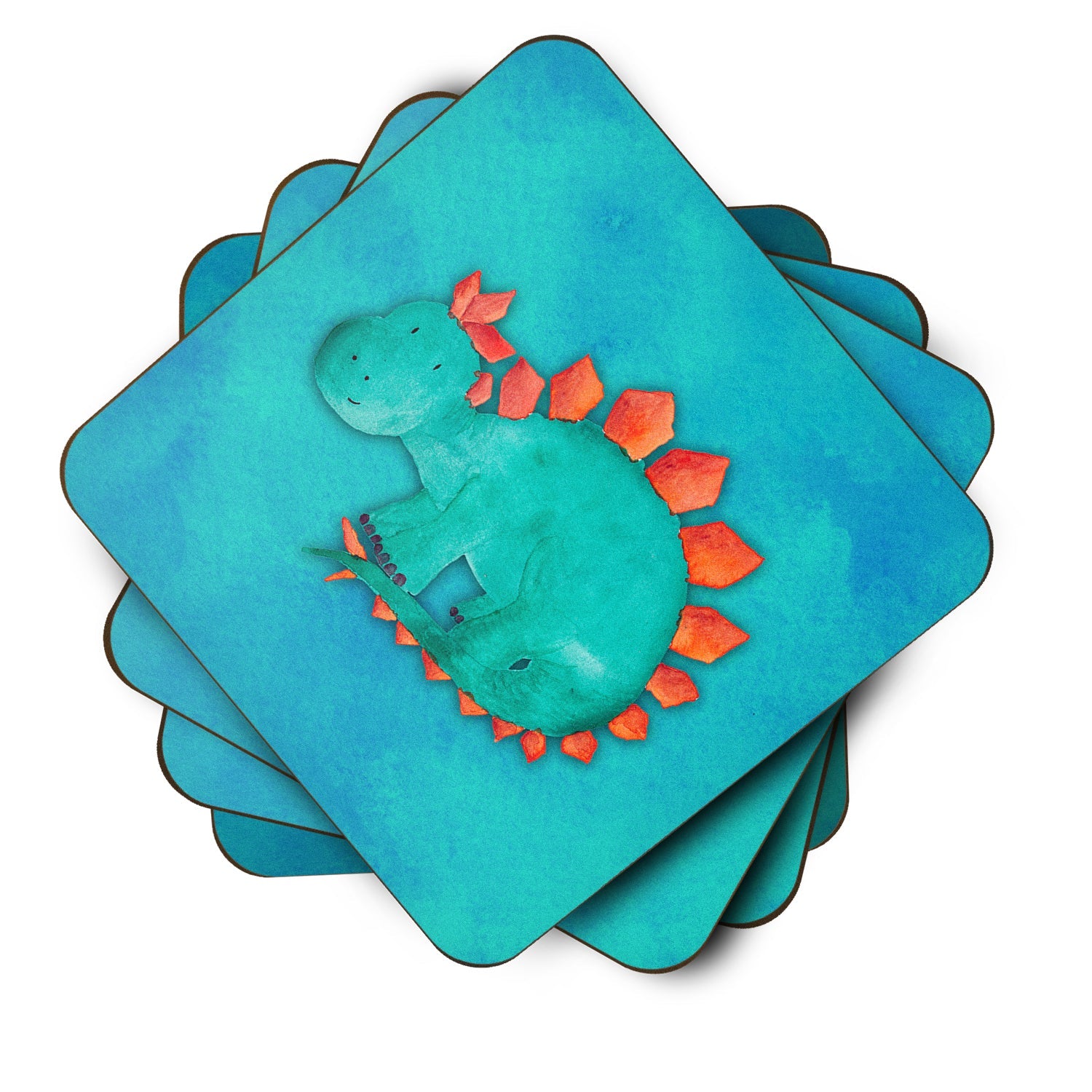 Stegosaurus Watercolor Foam Coasters Set of 4 Cup Coasters for Indoor Outdoor, Tabletop Protection, Anti Slip, Mouse pad Material