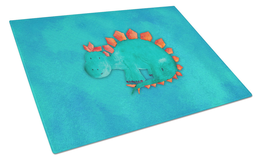 Stegosaurus Watercolor Cutting Board Tempered Glass Kitchen Cutting Surface, Heat Resistant Chopping, Non-Slip Feet, Food Prep & Serving