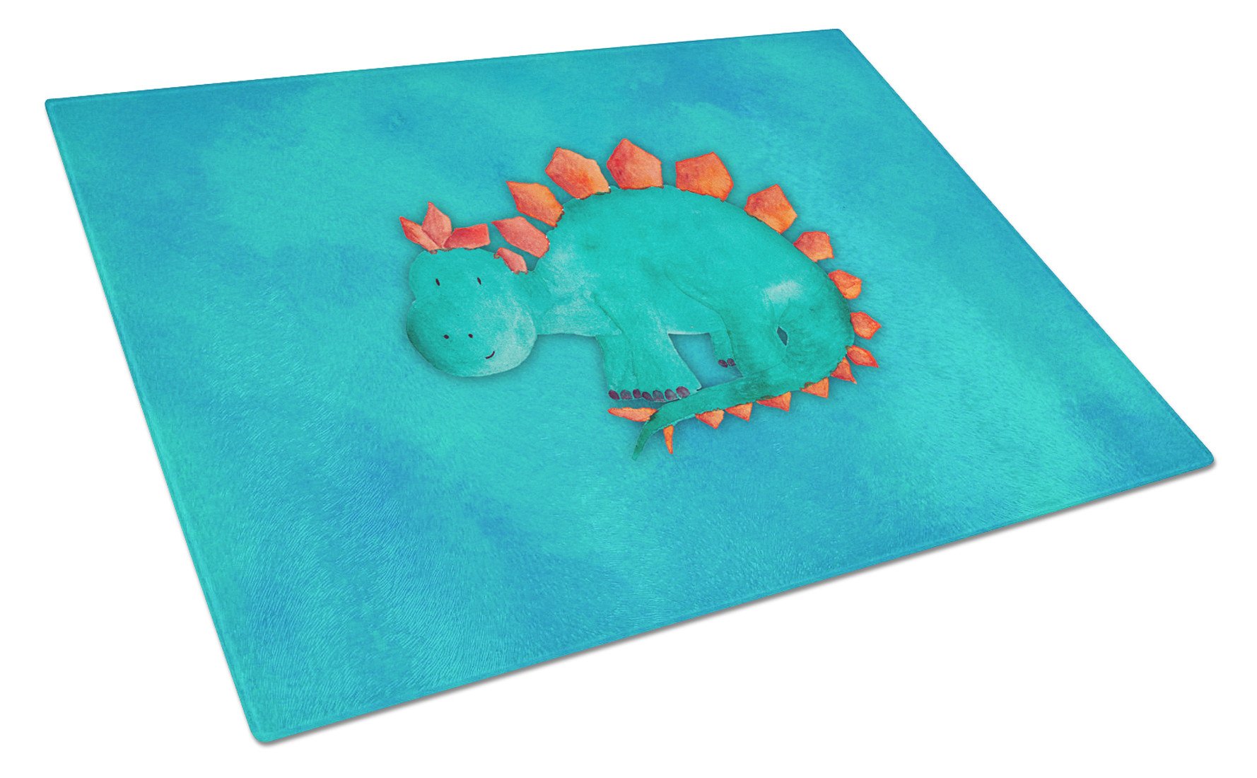 Stegosaurus Watercolor Cutting Board Tempered Glass Kitchen Cutting Surface, Heat Resistant Chopping, Non-Slip Feet, Food Prep & Serving