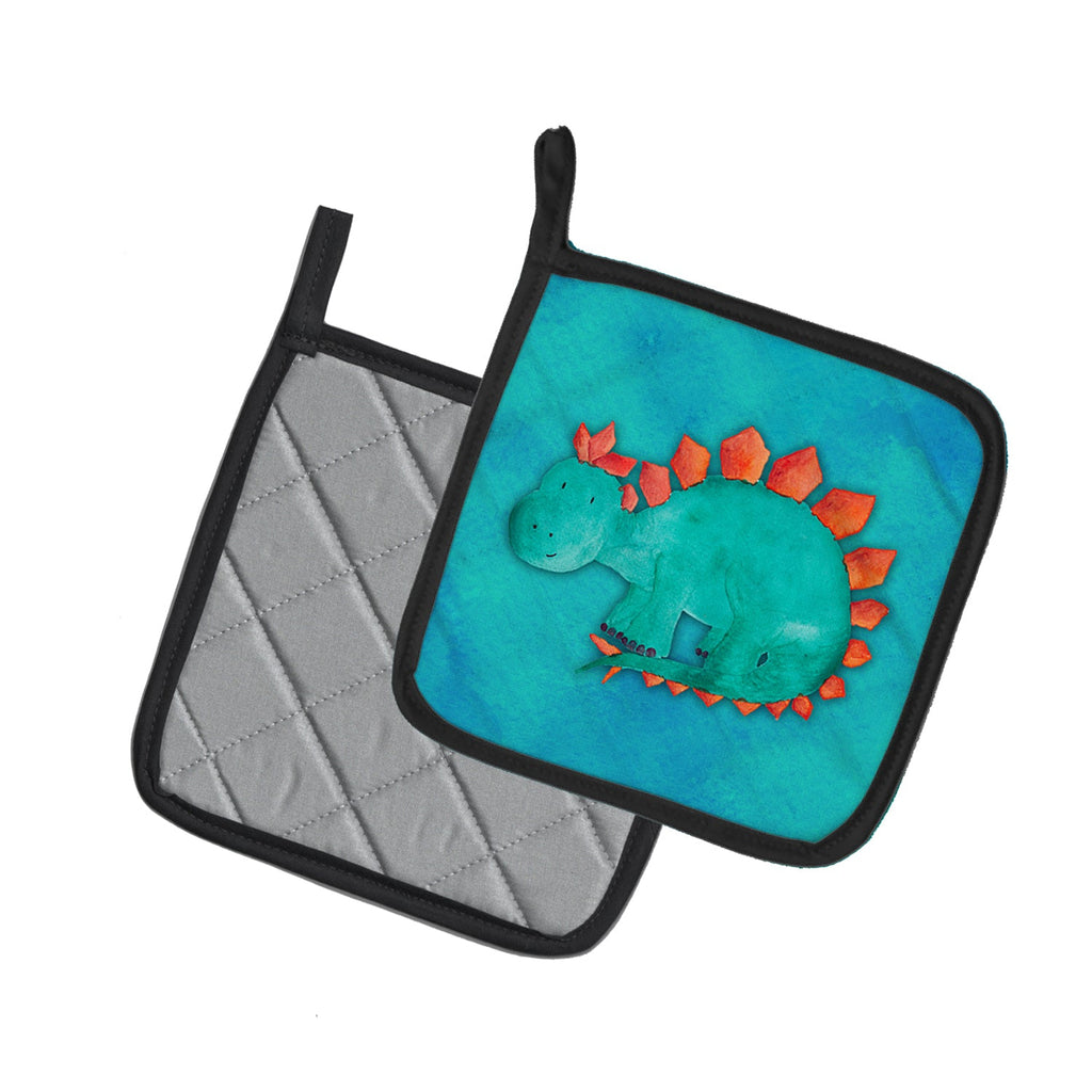 Stegosaurus Watercolor Pot Holder Set of 2 Heat Resistant Quilted Hot Pads 7.5 x 7.5 Inch, Insulated Kitchen Trivets for Cooking & Baking