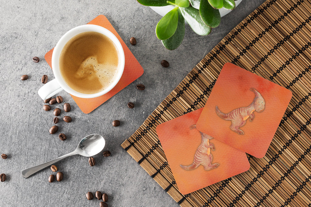 Parasaurolophus Watercolor Foam Coasters Set of 4 Cup Coasters for Indoor Outdoor, Tabletop Protection, Anti Slip, Mouse pad Material