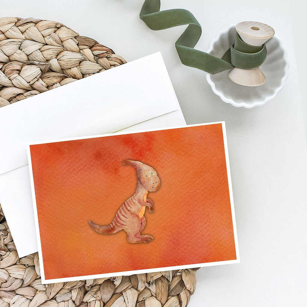 Parasaurolophus Watercolor Greeting Cards Pack of 8 Blank Cards with Envelopes Whimsical A7 Size 5x7