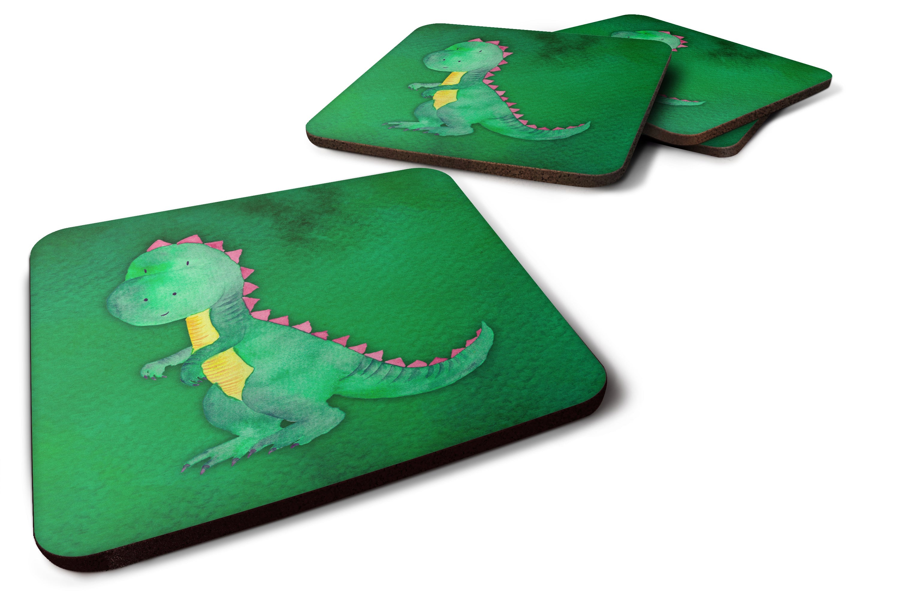 Tyrannosaurus Rex Watercolor Foam Coasters Set of 4 Cup Coasters for Indoor Outdoor, Tabletop Protection, Anti Slip, Mouse pad Material